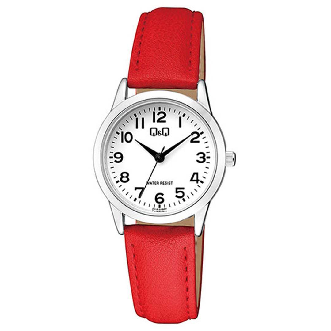 Reloj Q&Q Dama De Cuero Rojo