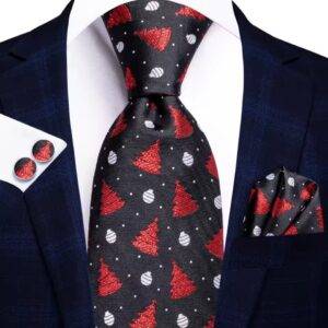 Corbata Con Pañuelo y Gemelos Navidad