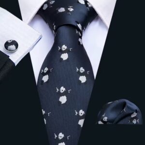 Corbata Con Pañuelo y Gemelos Azul de Panda