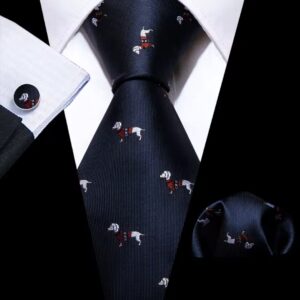 Corbata Con Pañuelo y Gemelos Azul de Perro