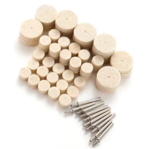 Kit de 60 discos de pulido de lana para Dremel, almohadillas de fieltro con vástago de 1/8", accesorios para herramientas rotativas y pulido de joyas y metales